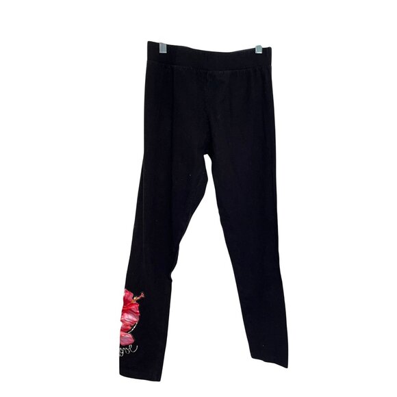 Desigual Womens Black Leggings With Floral Embroidery Women size Small - Picture 1 of 9